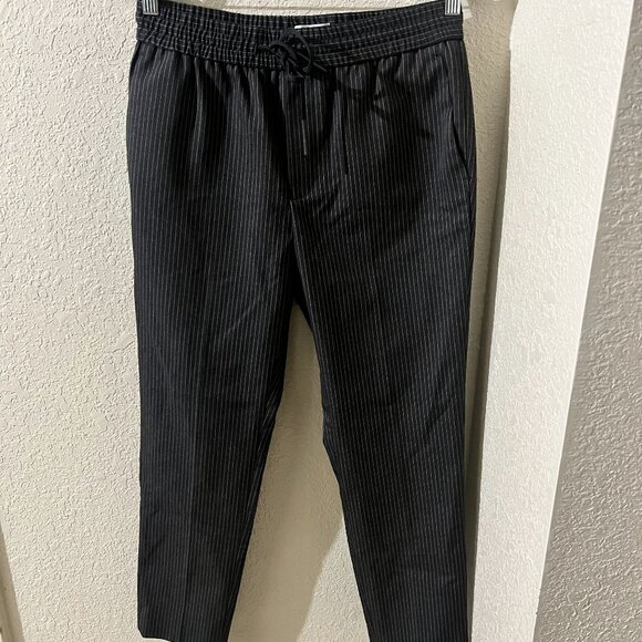 Topman Drawstring Style Pinstripe Trouser Trousers Pants 30x30 Charcoal Gray EUC - Picture 1 of 5